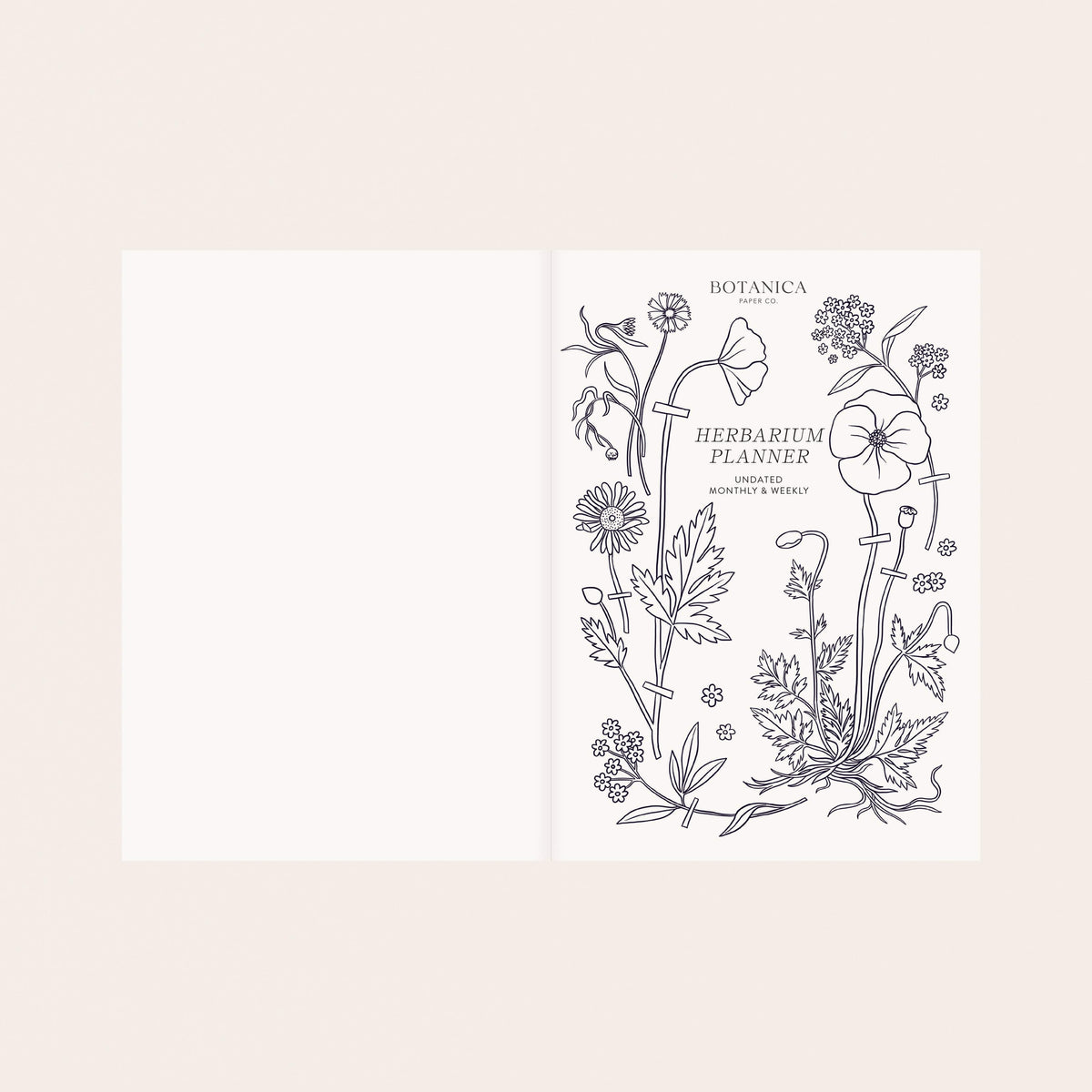 Herbarium Undated Linen Planner | Gold Botanical Embossing
