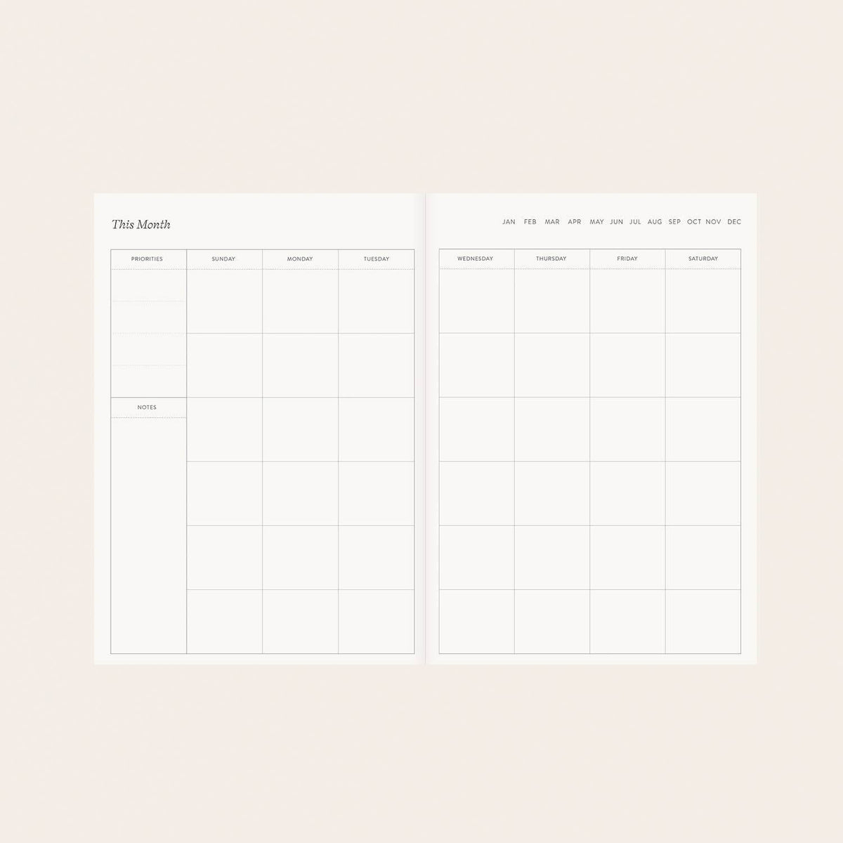 Herbarium Undated Linen Planner | Gold Botanical Embossing