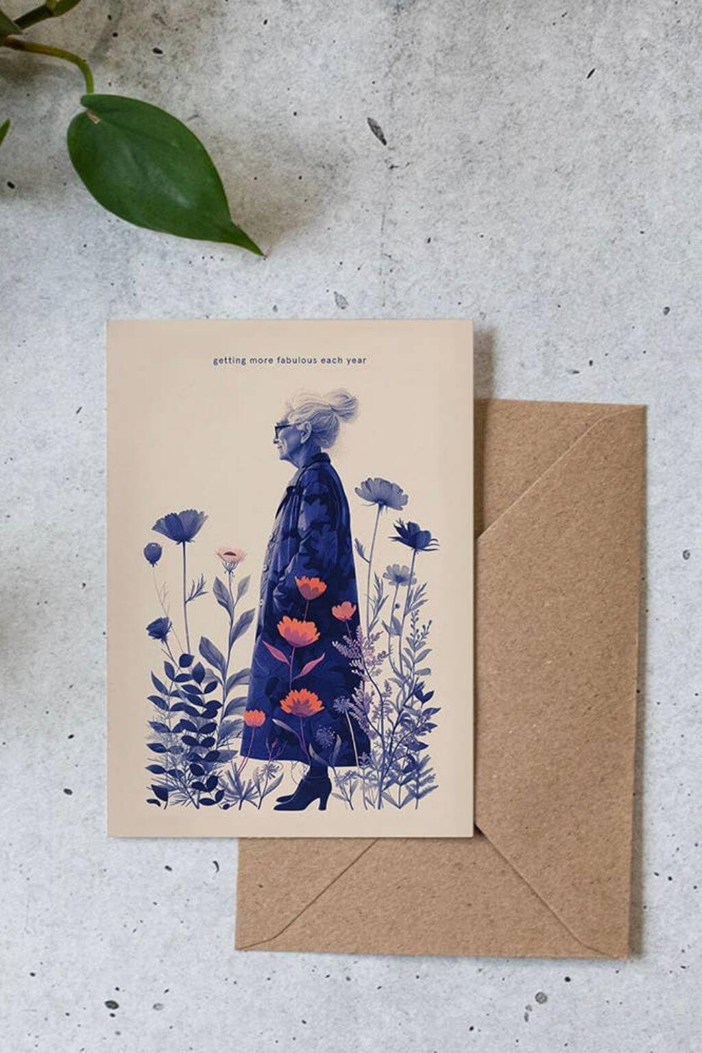 Getting more fabulous each year greeting card with envelope
