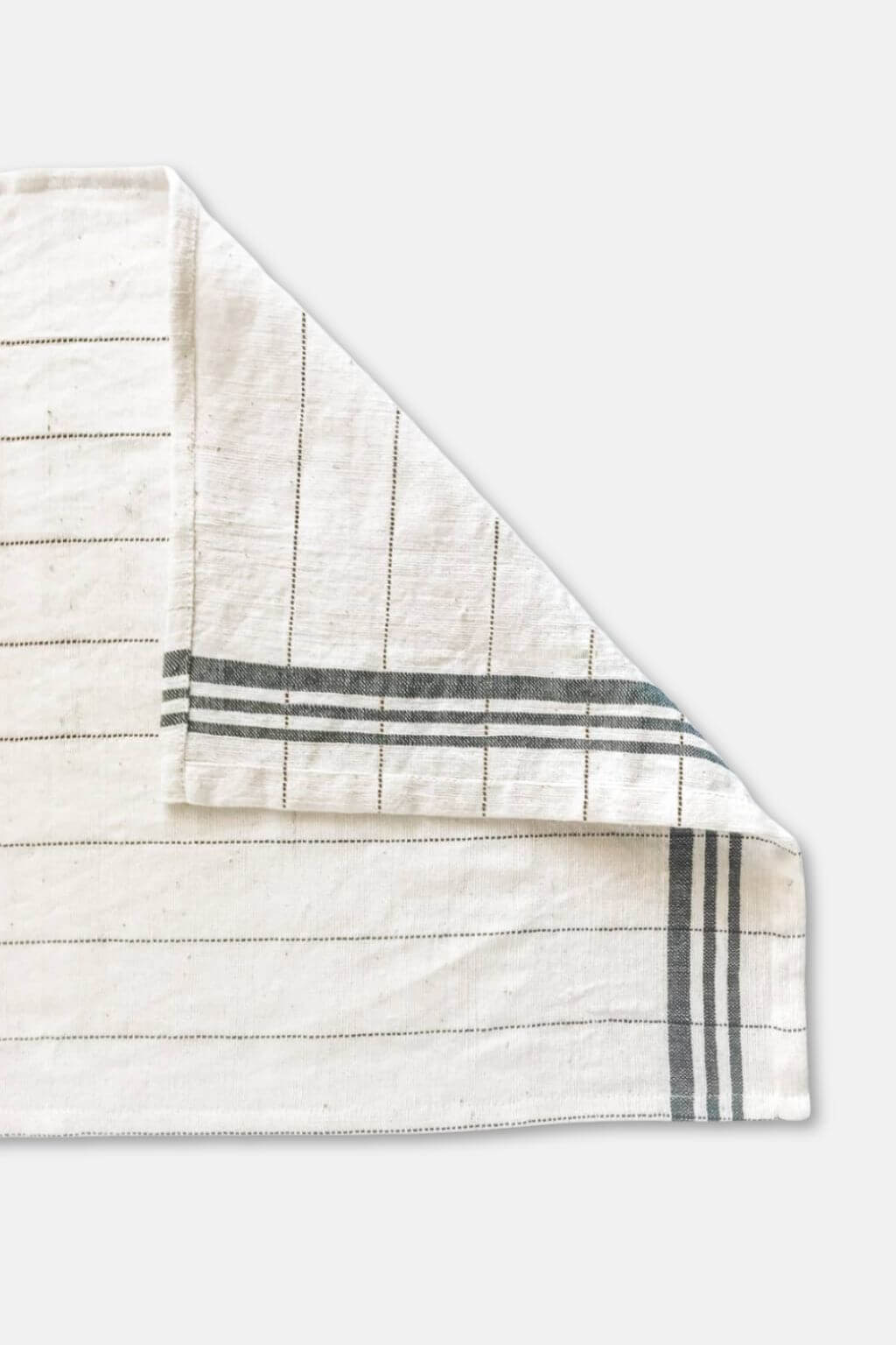 chelsea charcoal stripe handwoven kitchen tea towel detail