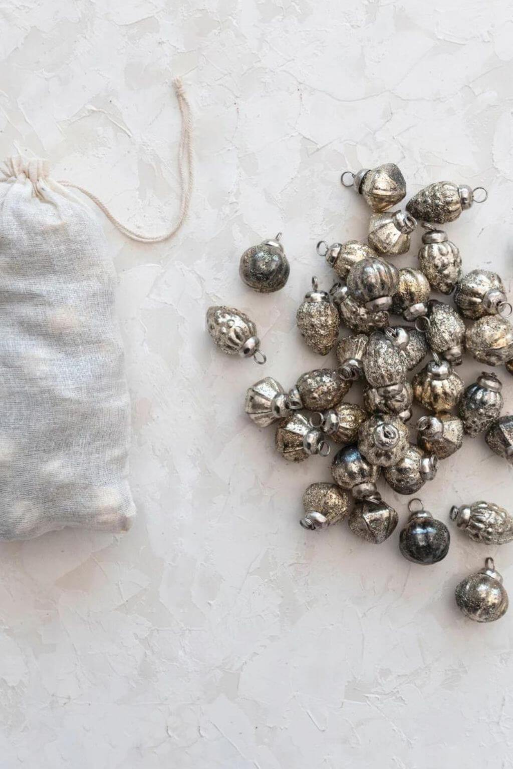 Heirloom Style Antique Silver Mercury Glass Ornaments