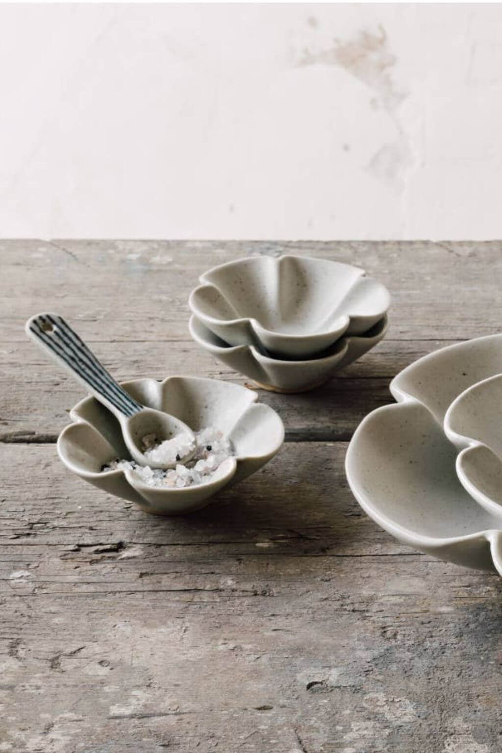 element mini spoons stoneware set with botanical and geometric patterns