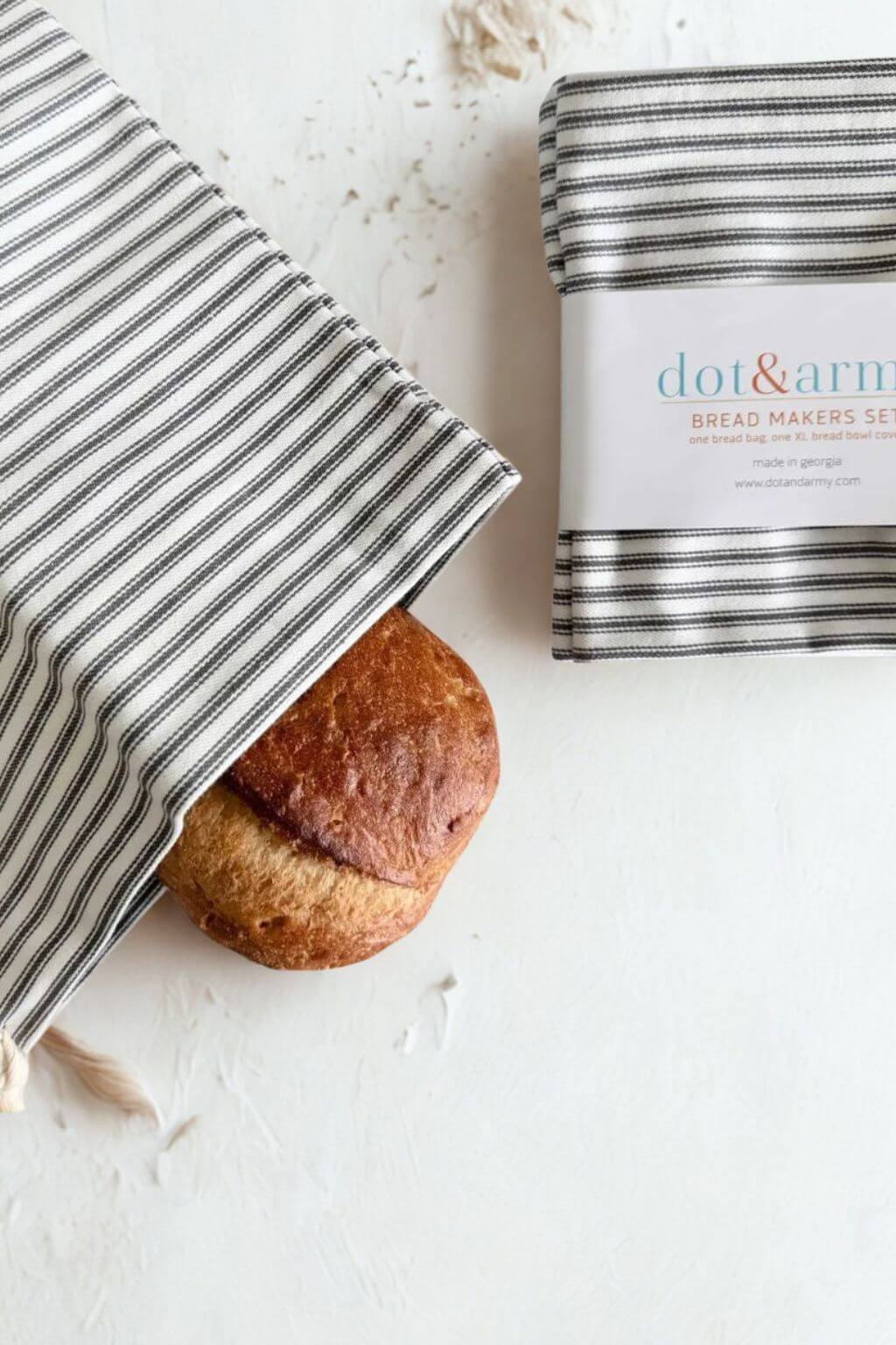 Ticking Stripe Bread Makers Set | Bread Bag + Bowl Cover