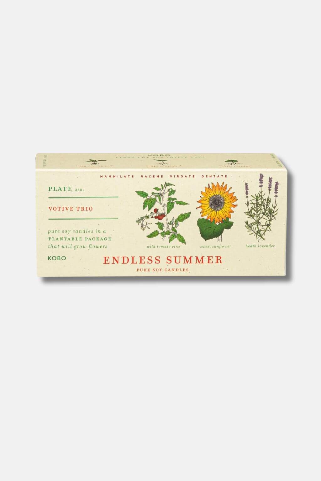 Kobo 'Endless Summer' product packaging with sunflower and herbs on a white background