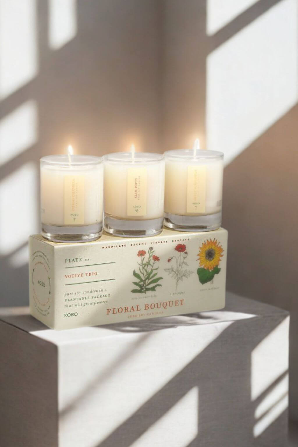 Floral Bouquet | "Plant the Box" Votive Candle Trio