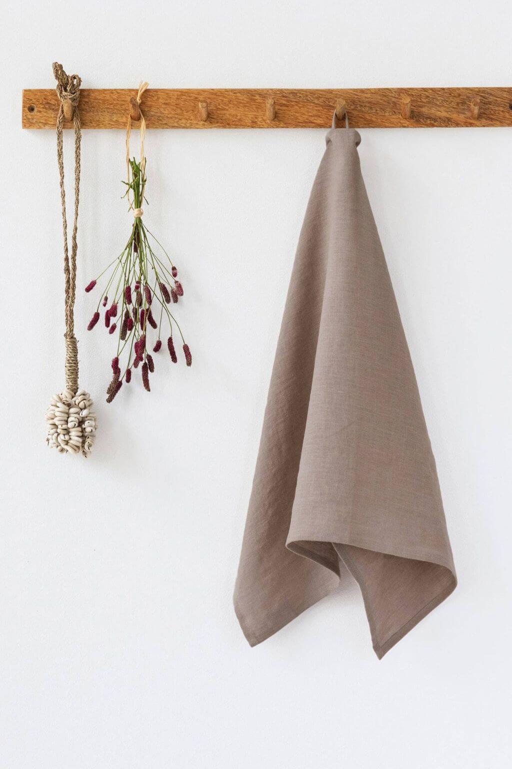 european flax linen tea towel warm brown tone