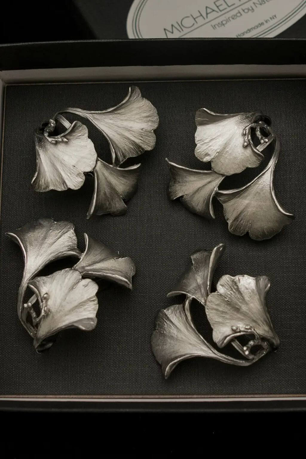 Ginkgo Artisan Pewter Napkin Rings - Set of 4