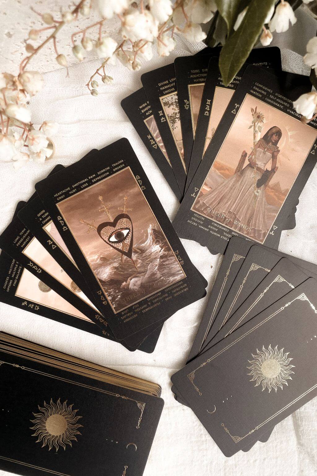 White cloth with Lucid Dreams tarot spread