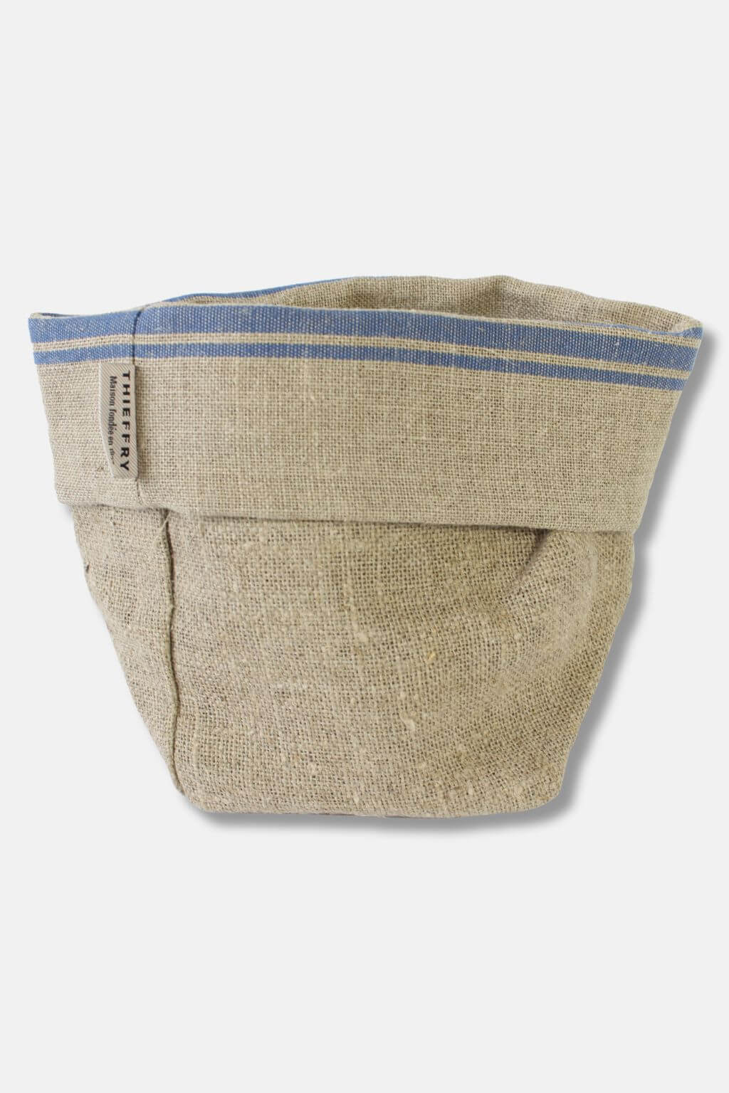 linen bread basket blue stripe Belgian linen bread bag