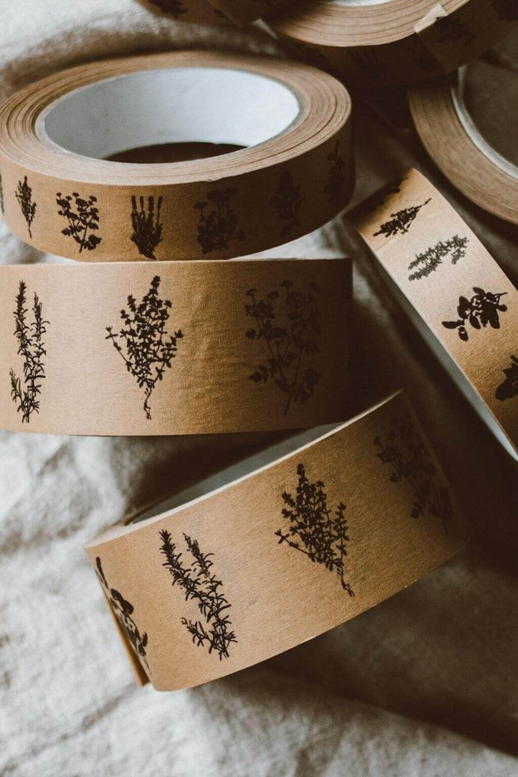 Wild Herbs Kraft Paper Tape | Botanical Packing Tape
