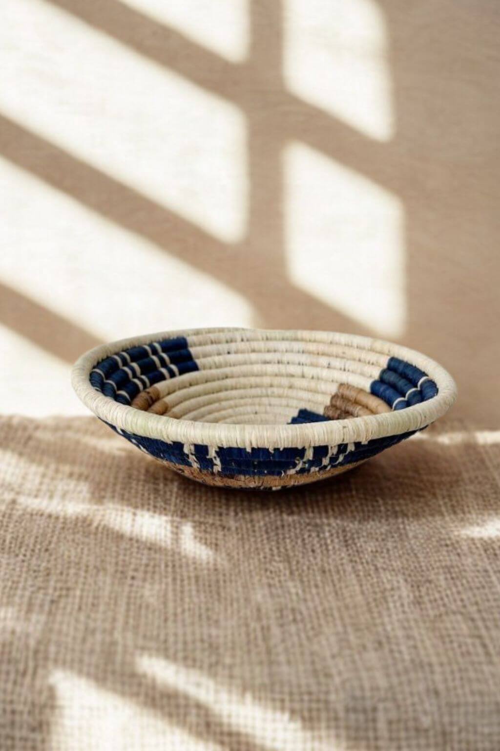 Bamba small woven bowl side profile showing spiral pattern