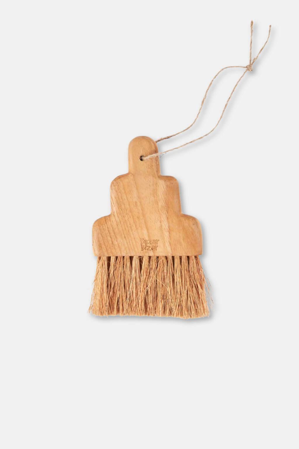 Natural teak crumb brush with hanging loop