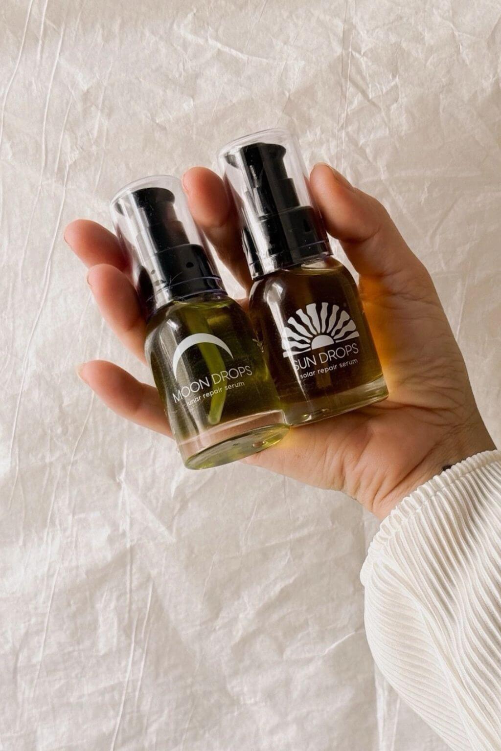 Bhava Wellness Moon Drops lunar serum and Sun Drops solar repair serum
