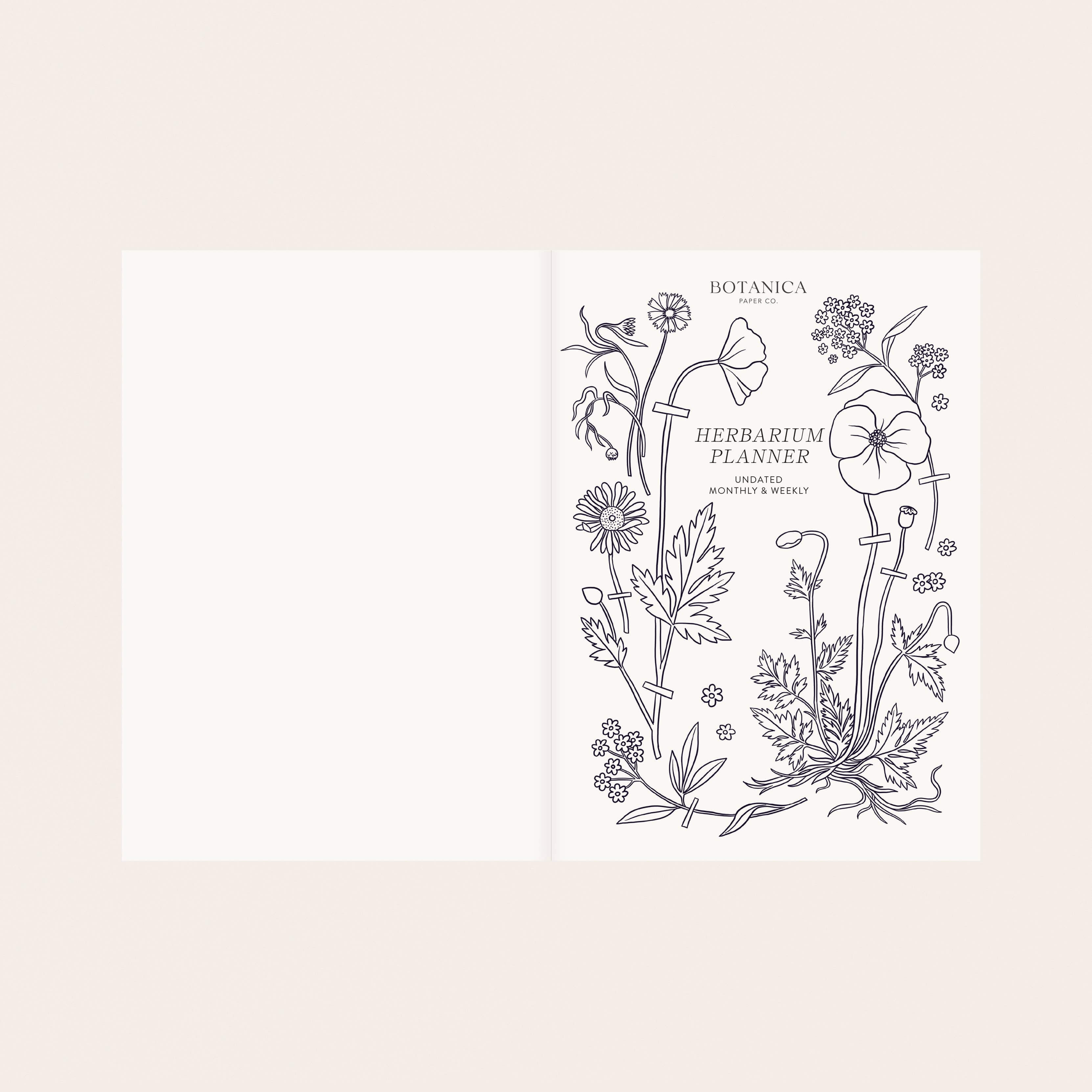 Herbarium Undated Linen Planner | Gold Botanical Embossing