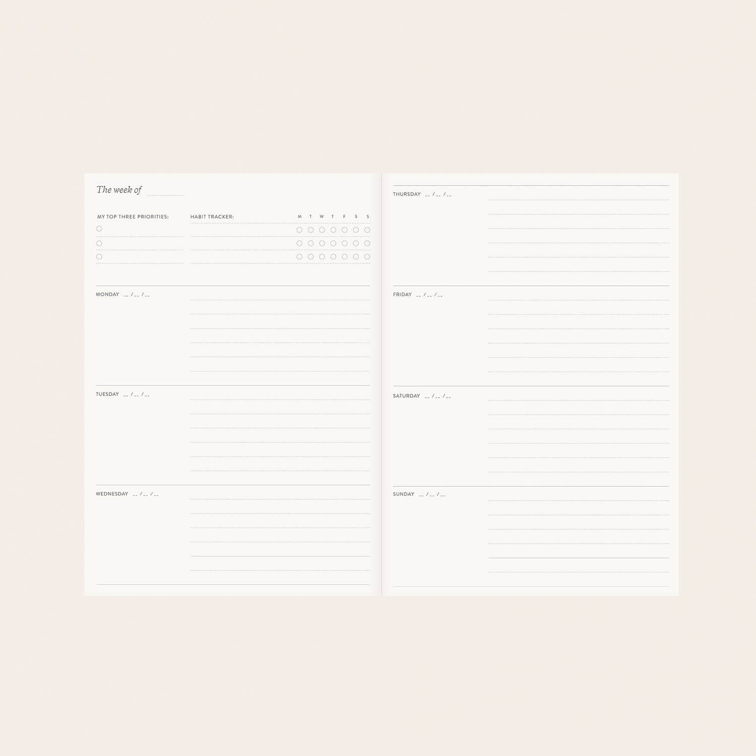 Herbarium Undated Linen Planner | Gold Botanical Embossing