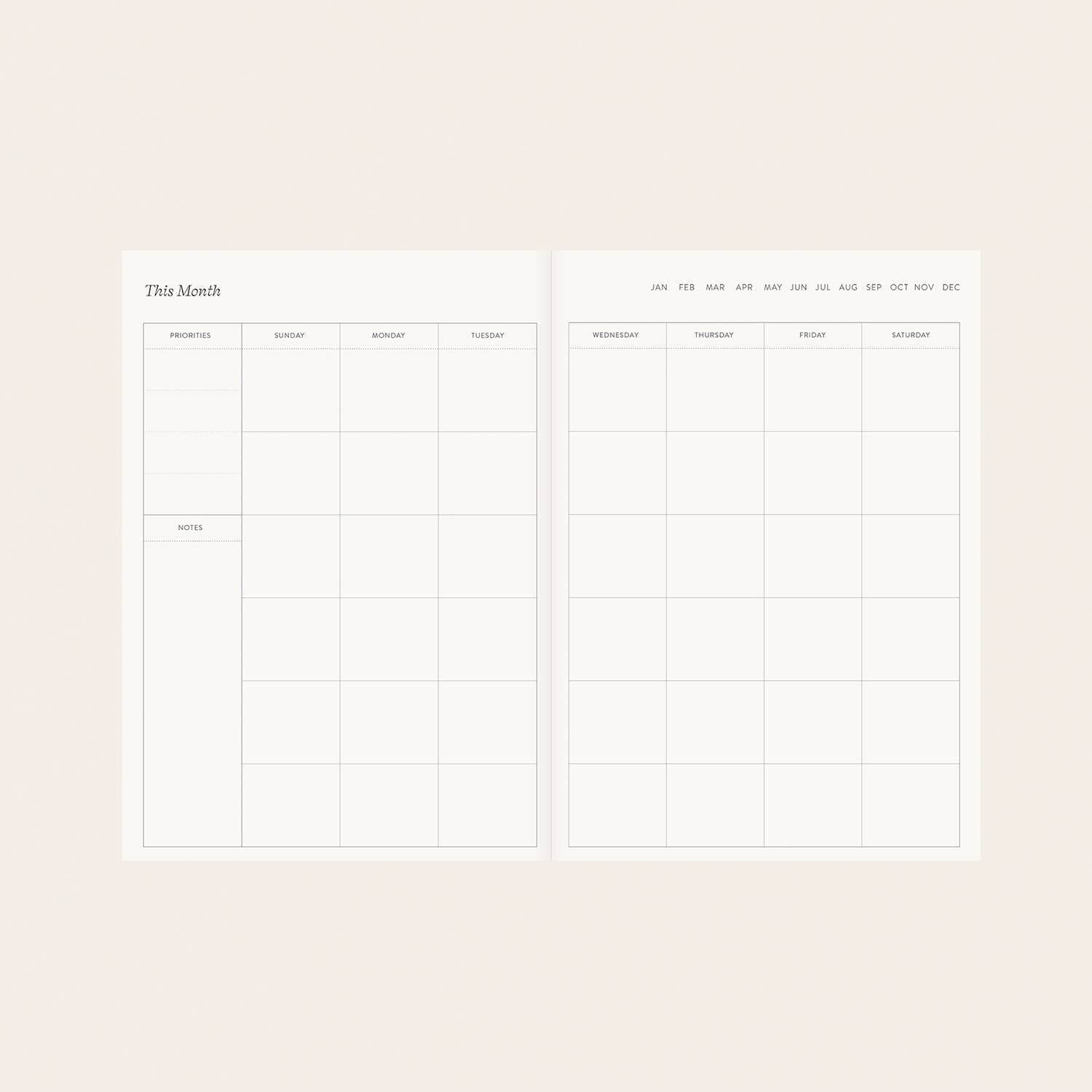 Herbarium Undated Linen Planner | Gold Botanical Embossing