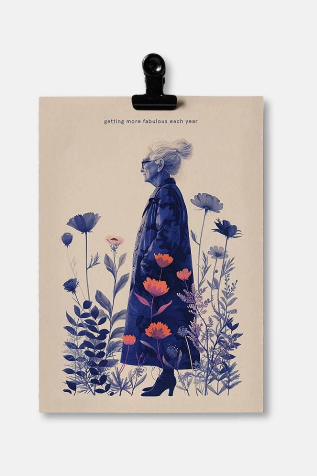 Getting more fabulous each year botanical birthday card