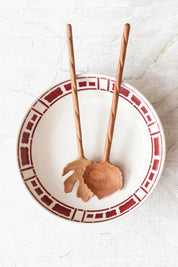 Leaf Shaped Salad Servers, Set of 2 | Hand-Carved Doussie Wood