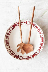 Leaf Shaped Salad Servers, Set of 2 | Hand-Carved Doussie Wood