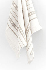Avery Handwoven Tea Towel, Stone Stripe