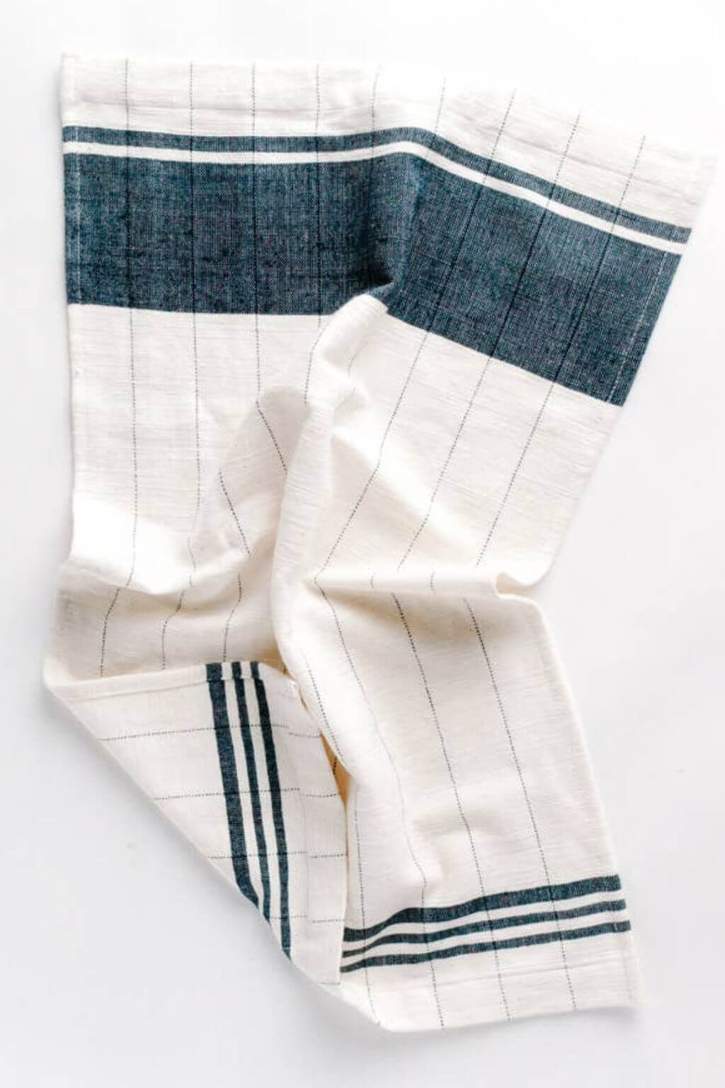 handwoven ethiopian cotton tea towel navy border stripe