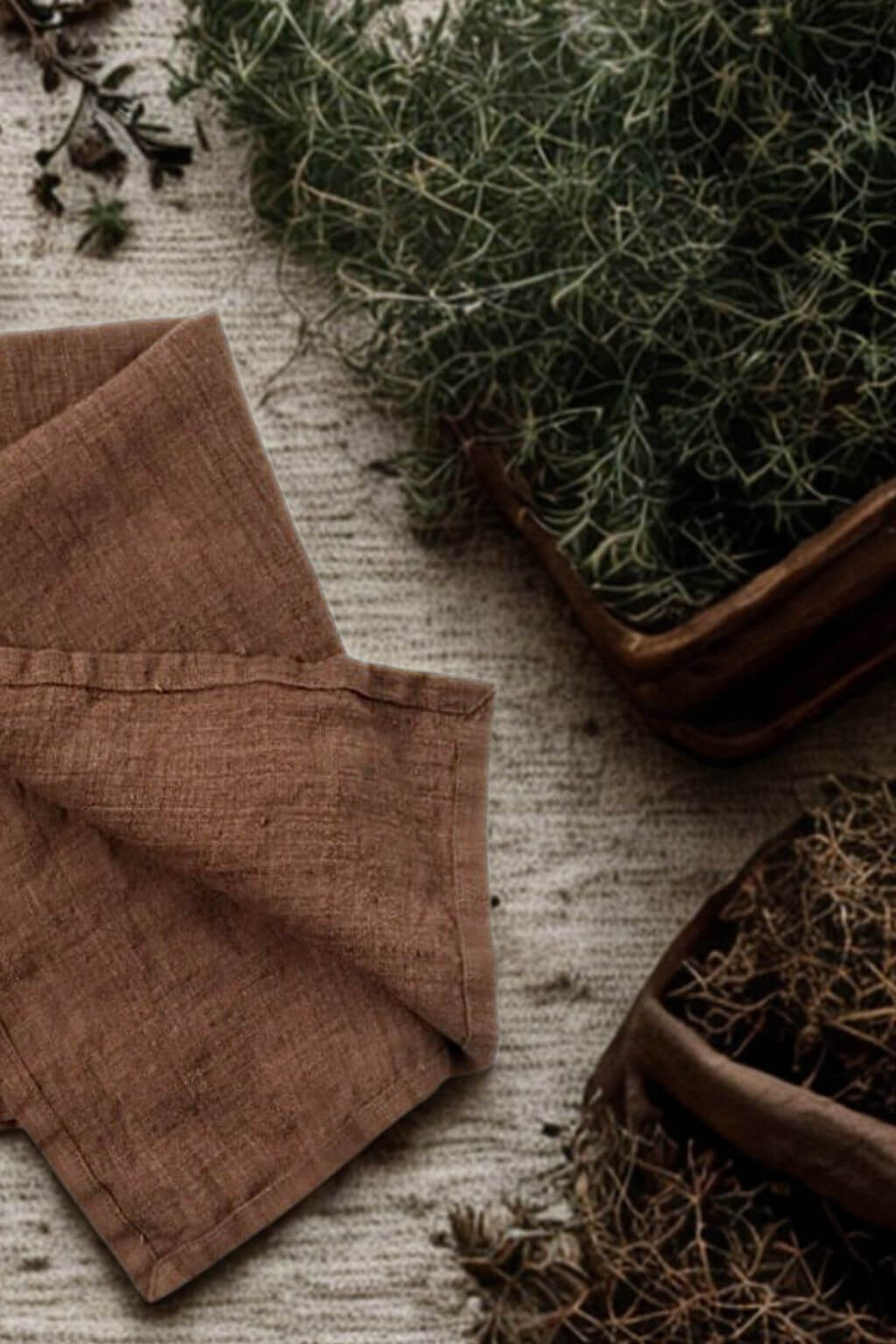 Terracotta Stone Washed Linen Tea Towel