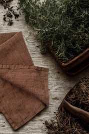 Terracotta Stone Washed Linen Tea Towel