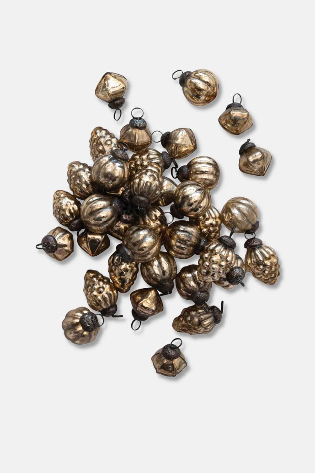 Heirloom Style Antique Gold Mercury Glass Ornaments