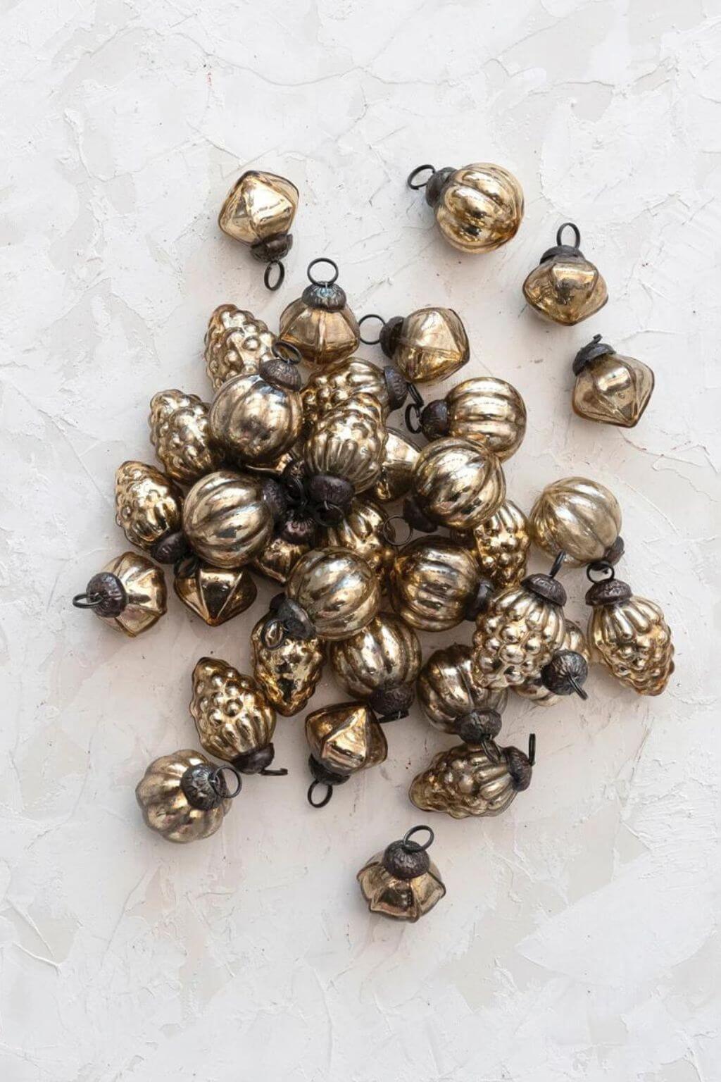 Heirloom Style Antique Gold Mercury Glass Ornaments