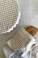 Wheat Gingham Bread Making Set | Bread Bag + Bowl Cover
