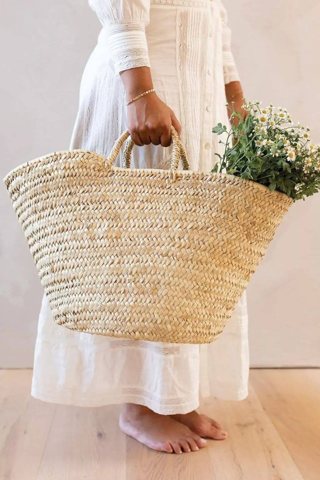 French Straw Market Basket