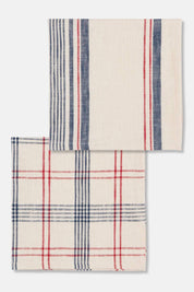 organic cotton french striped napkins red blue cream table linens