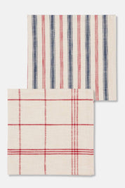 bastien french country cotton napkins plaid and striped pattern