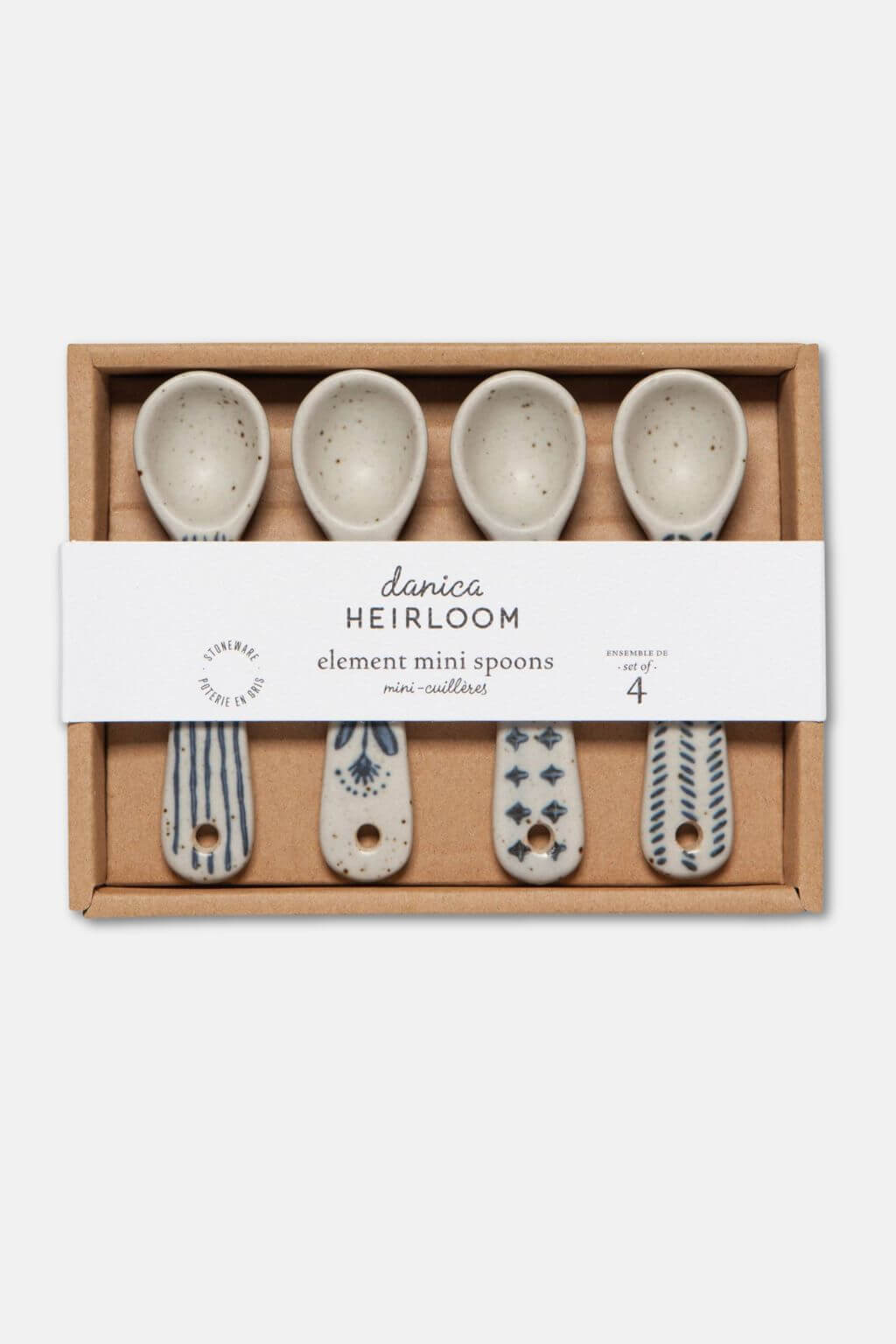 stoneware mini spoon set packaging danica heirloom element collection