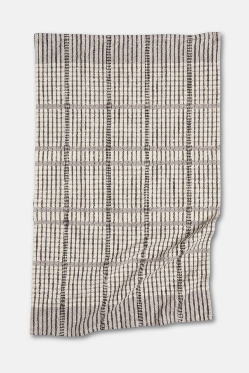 pewter and charcoal check cotton dish towel kitchen linen
