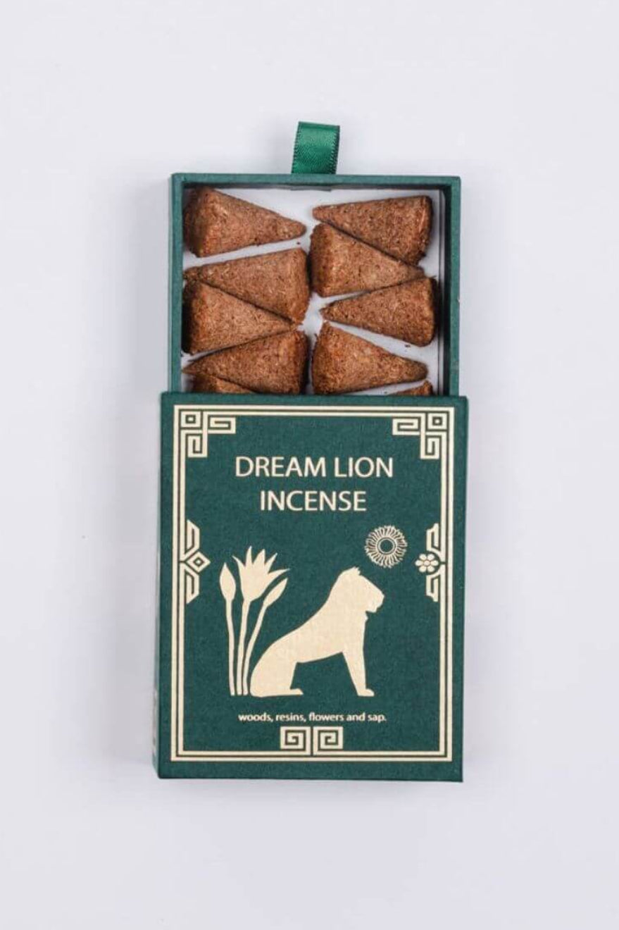 Dream Lion Mayan Copal Desert Sage incense cones in green box