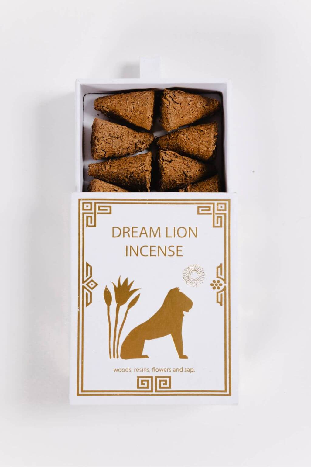 Dream Lion Nine Treasures incense cones in white box