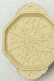 Thistle stoneware shortbread pan with botanical thistle pattern
