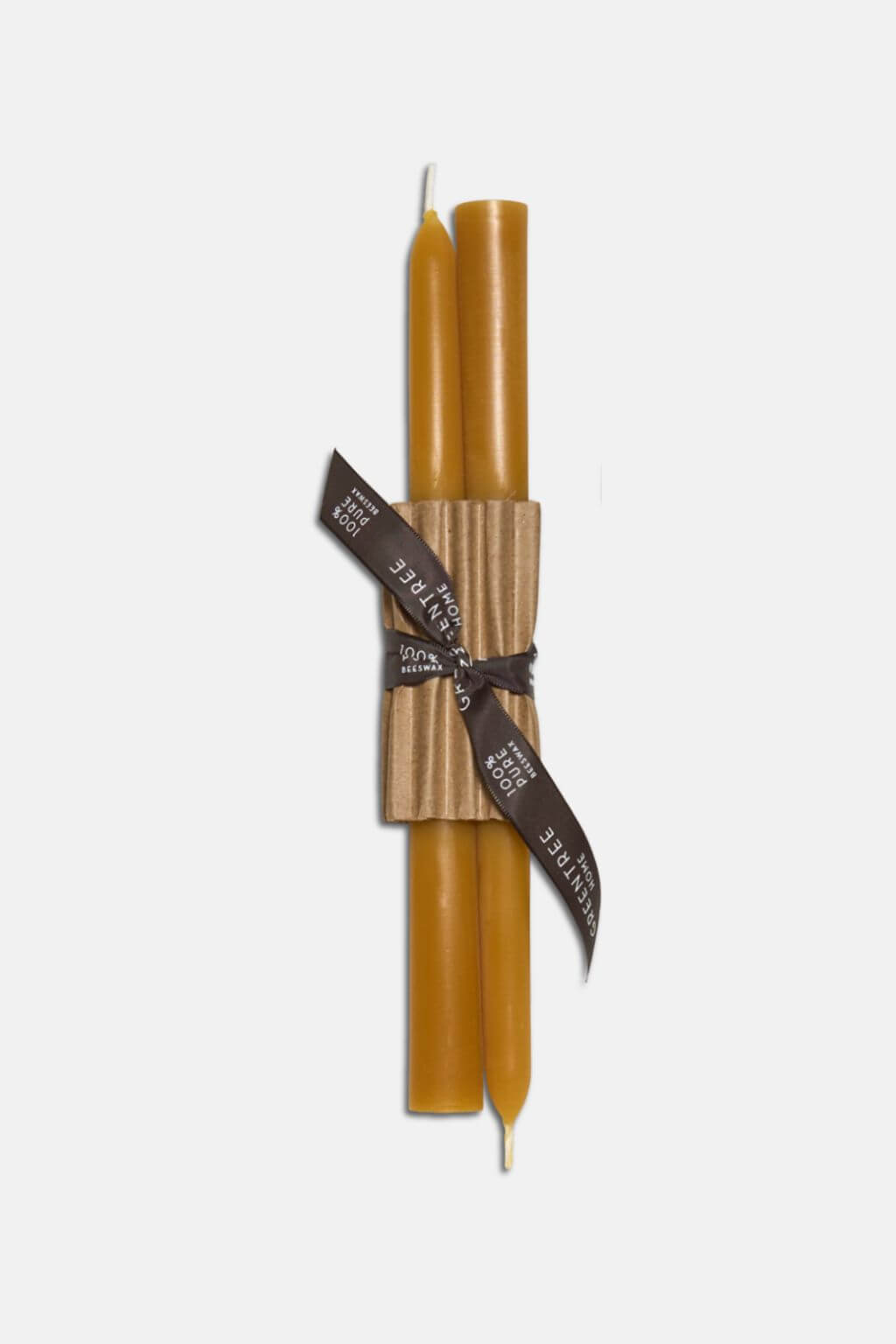 10 inch natural yellow pure beeswax taper candles tied with ribbon