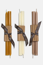 10 inch pure beeswax taper candles in natural yellow, cream, and moon dust by Greentree Home
