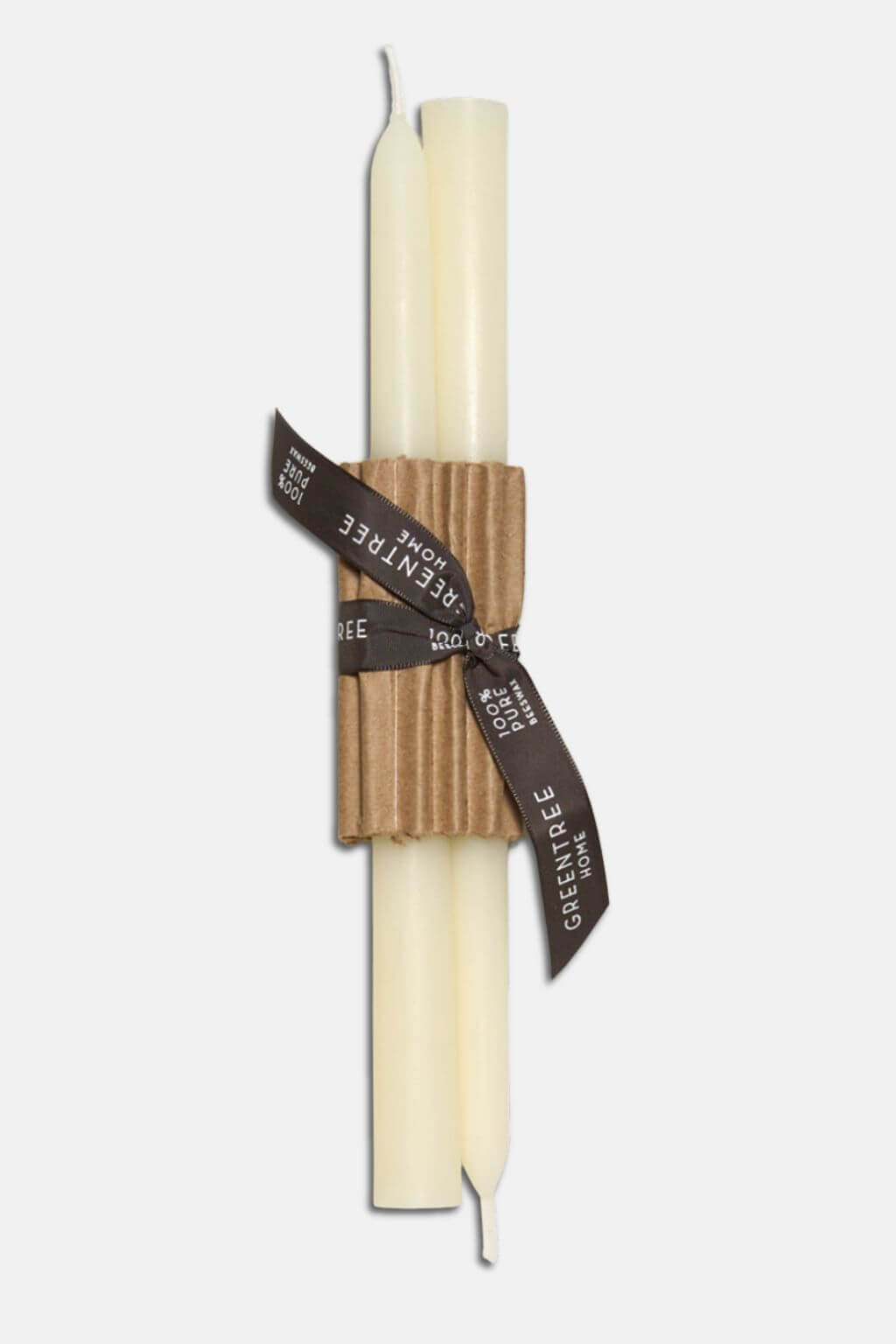 12 inch cream pure beeswax taper candles handcrafted by Greentree Home