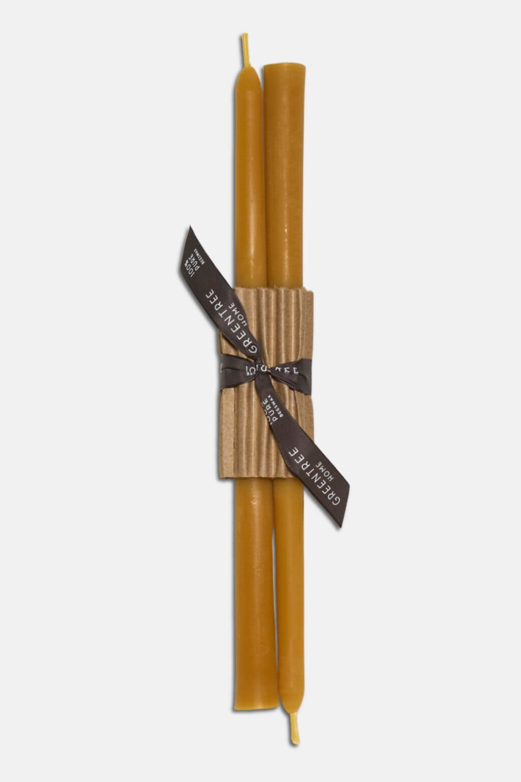 12 inch natural yellow pure beeswax taper candles tied with ribbon