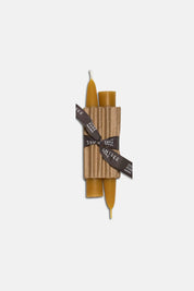 Natural yellow pure beeswax 6 inch taper candles handcrafted by Greentree Home