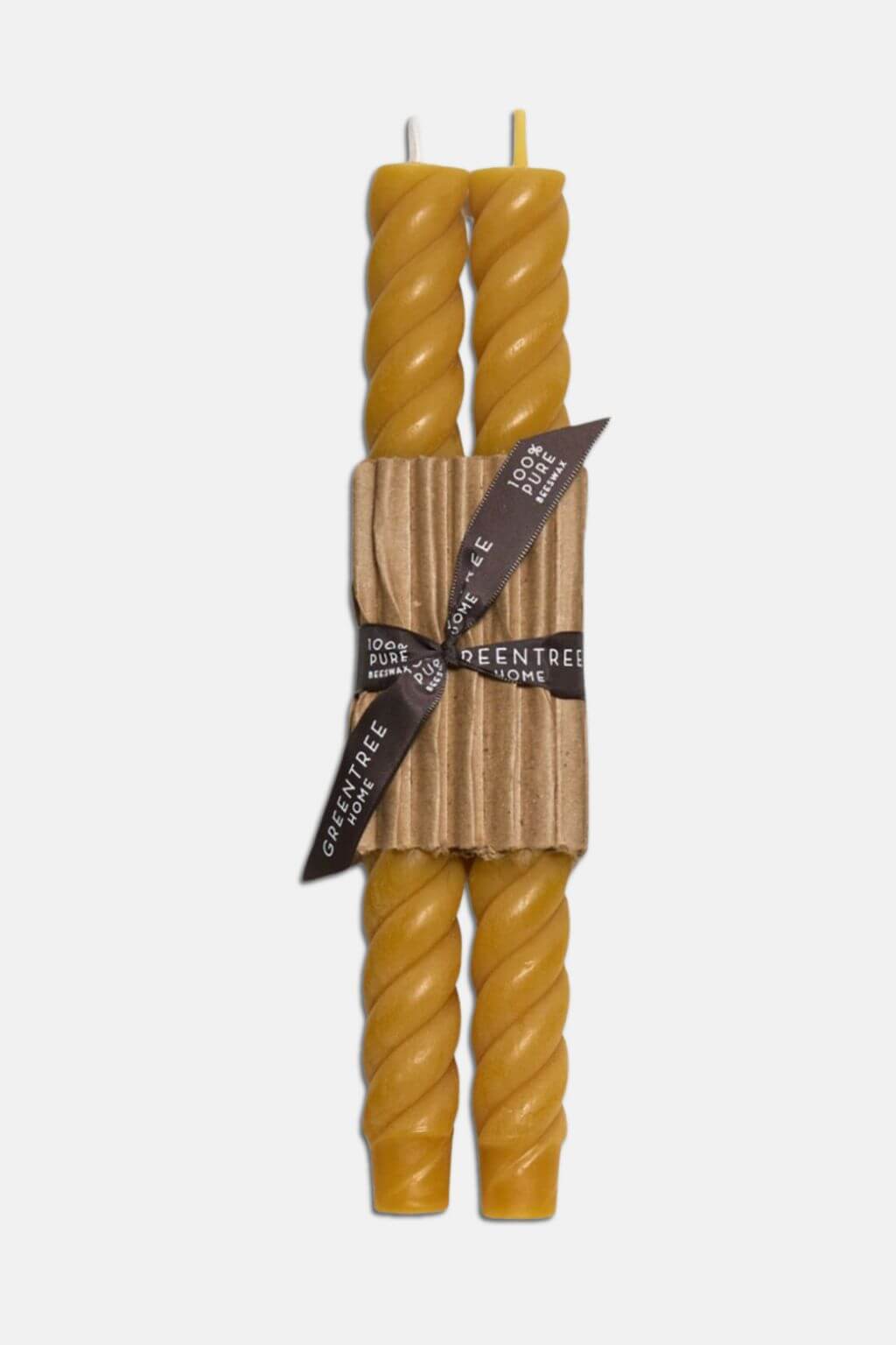 Natural yellow pure beeswax rope taper candles with twisted spiral design