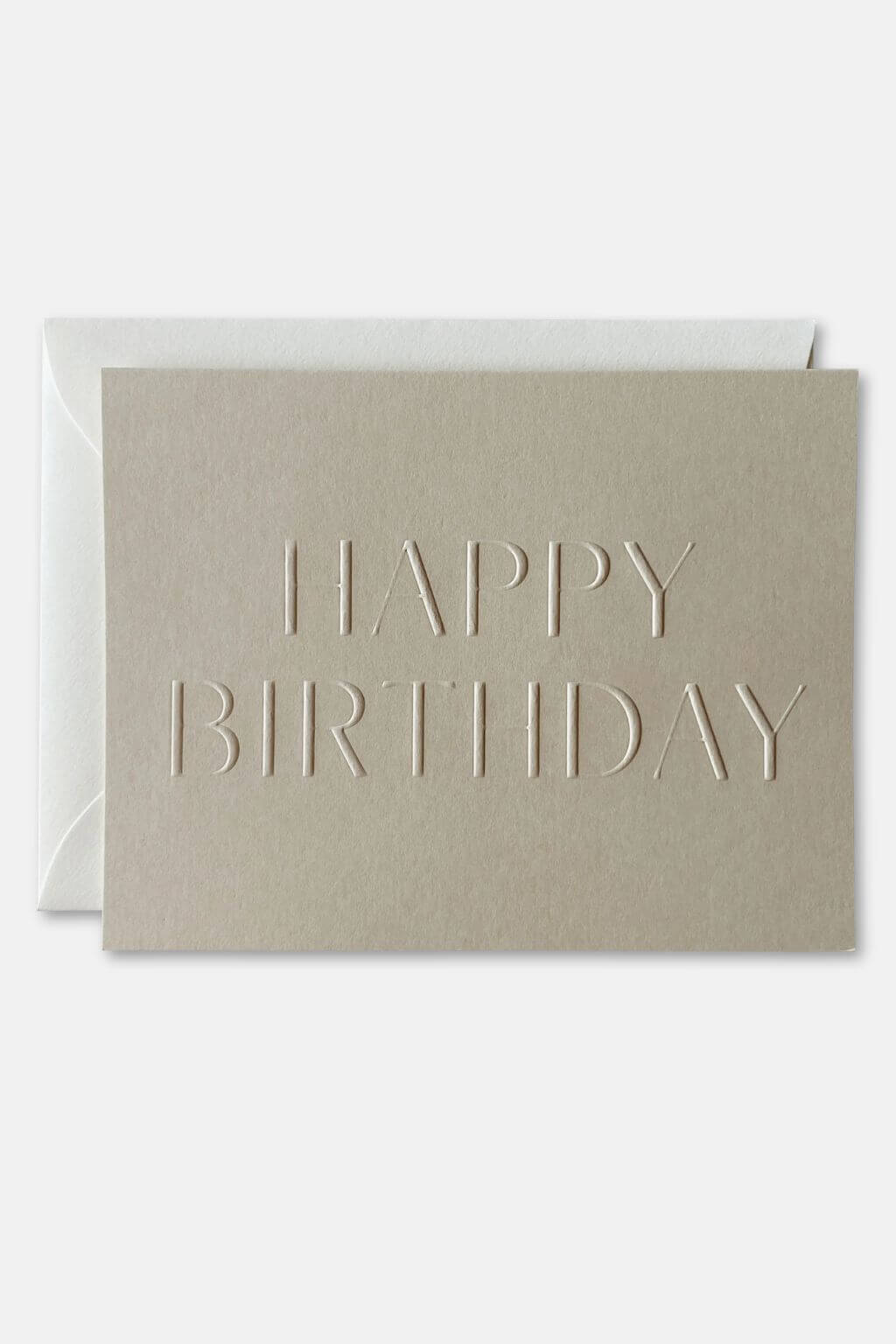 Sand embossed “Happy Birthday” card with natural envelope