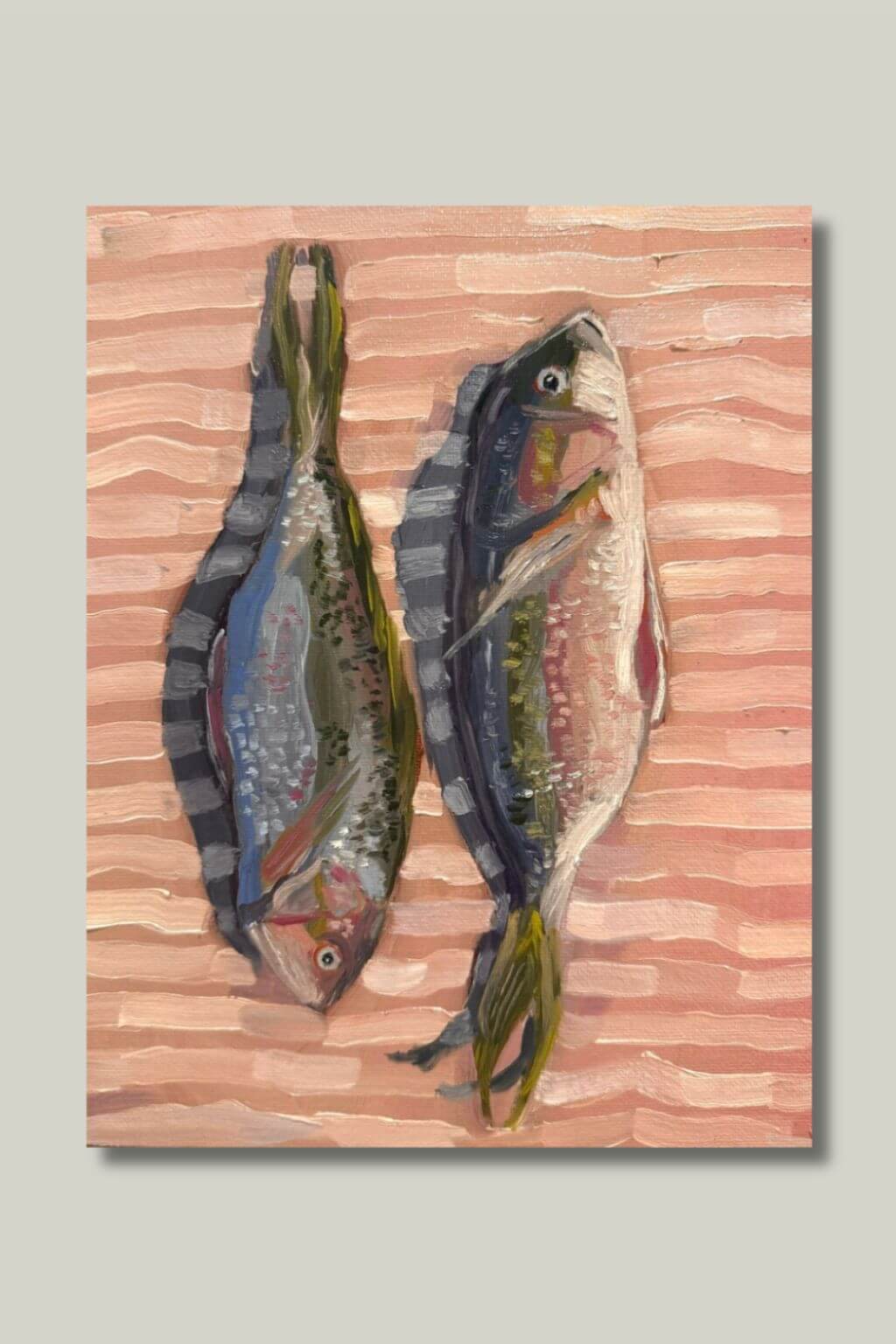 Catch of the Day fish art print on grey background
