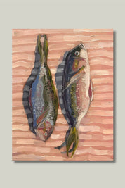 Catch of the Day fish art print on grey background