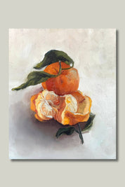 Clementine still life art print with soft neutral background