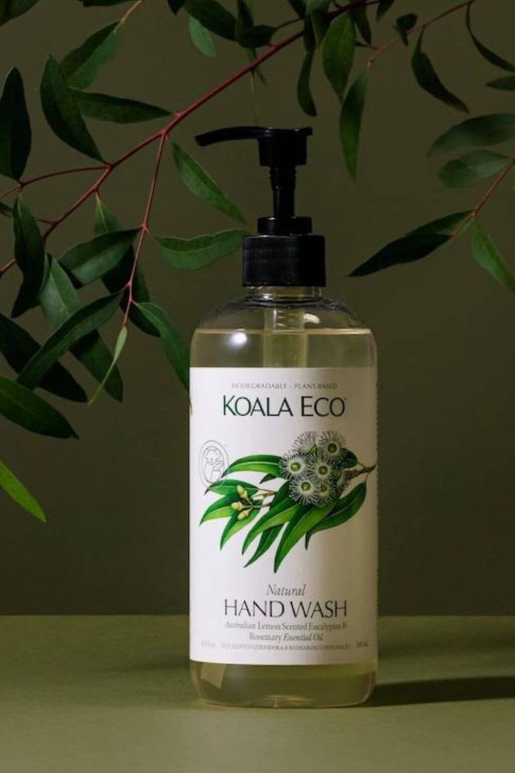 Koala Eco Natural Hand Wash bottle with a green leafy background