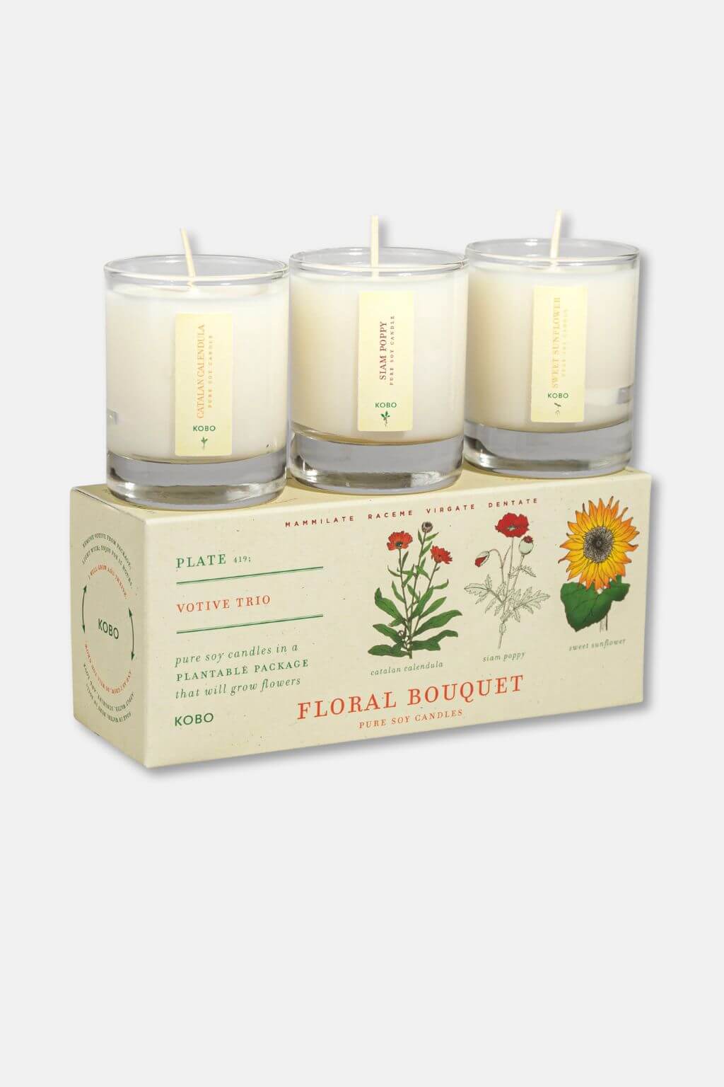 Floral Bouquet | "Plant the Box" Votive Candle Trio